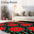 Bold Red Floral Starburst Garden Rug