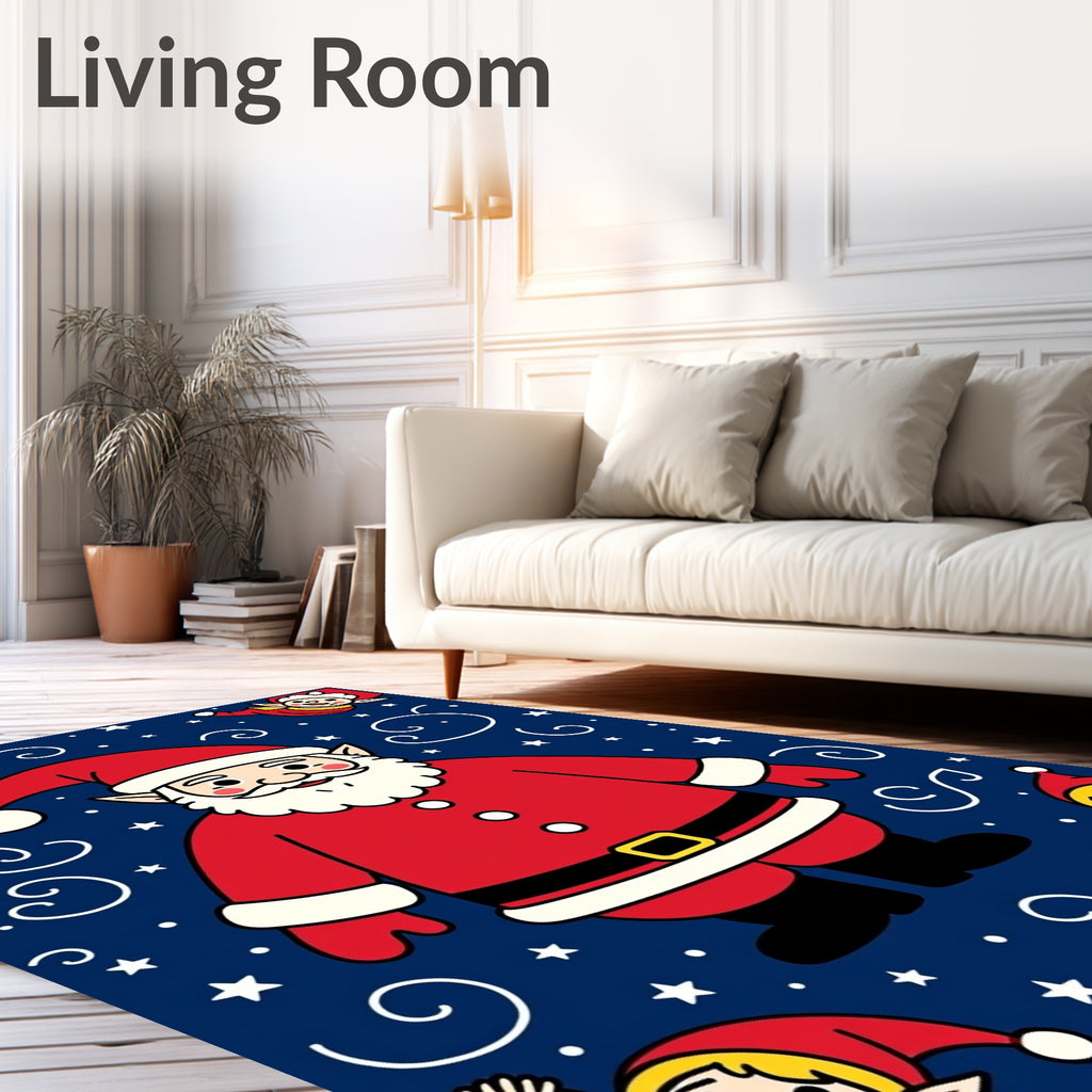 Jolly Santa Elf Festive Pattern Rug