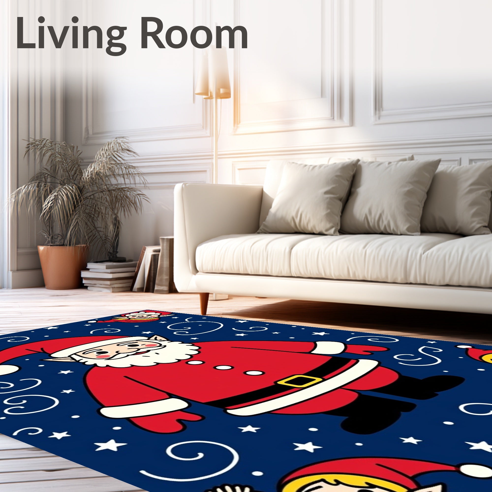 Jolly Santa Elf Festive Pattern Rug