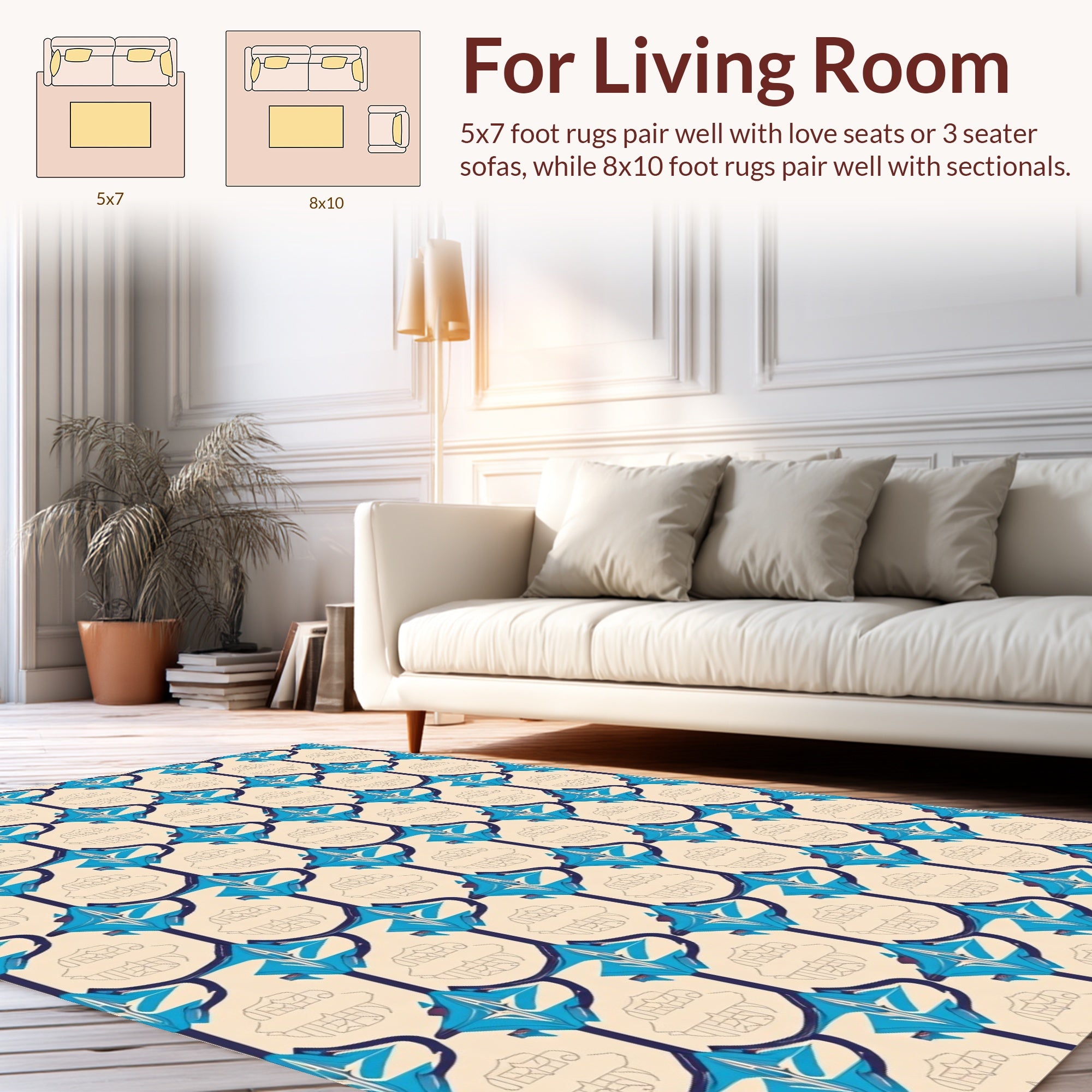 Art Deco Blue Diamond Geometric Rug