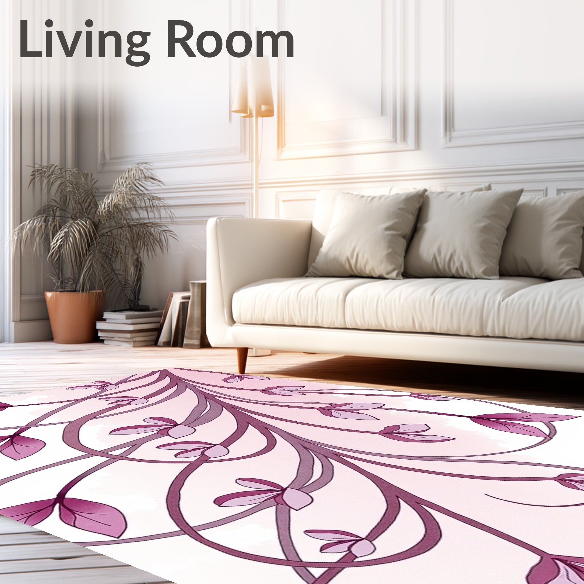 Vine Leaf Pattern In Pink Hues Rug
