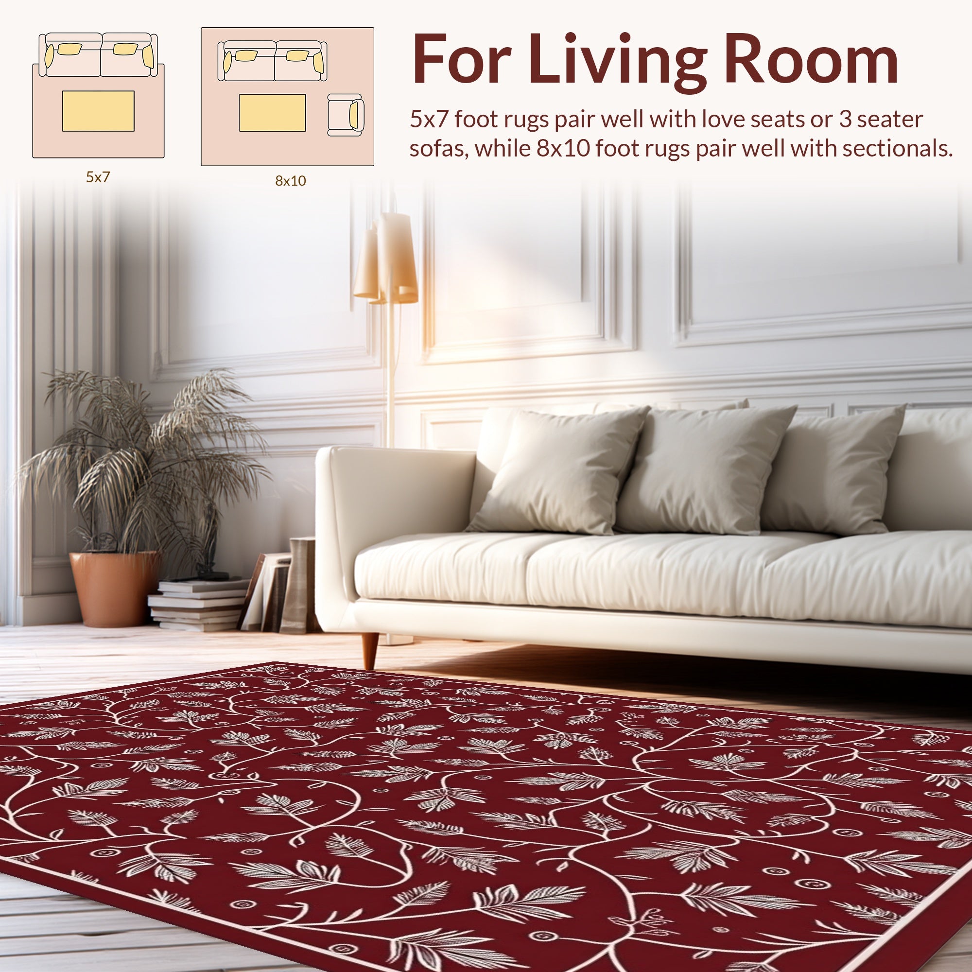 Vine And Leaf Pattern Design Rug