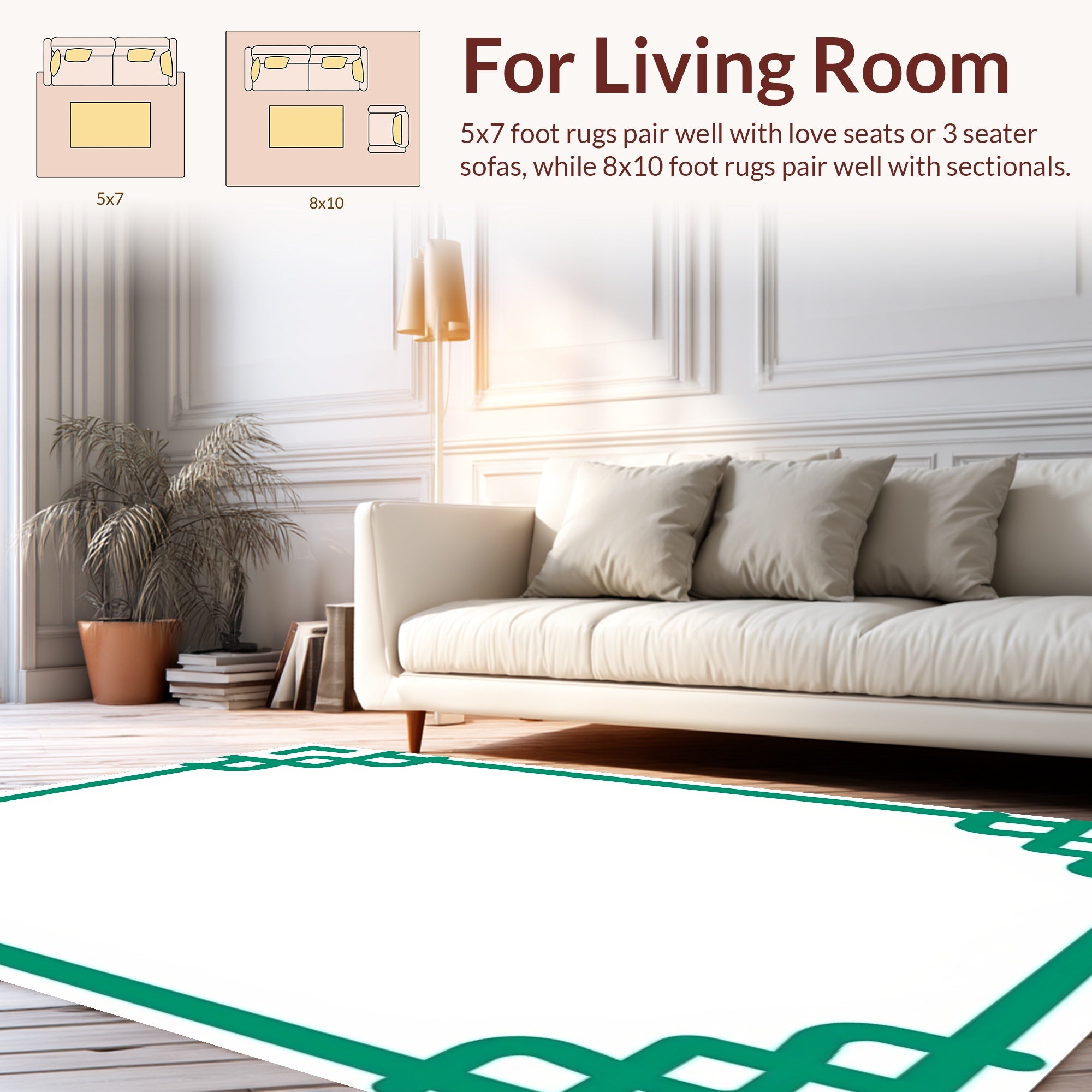 Geometric Teal Frame Rug