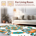 Vibrant Teal Orange Geometric Starburst Pattern Rug