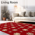Classic Red Snowflake Festive Pattern Rug