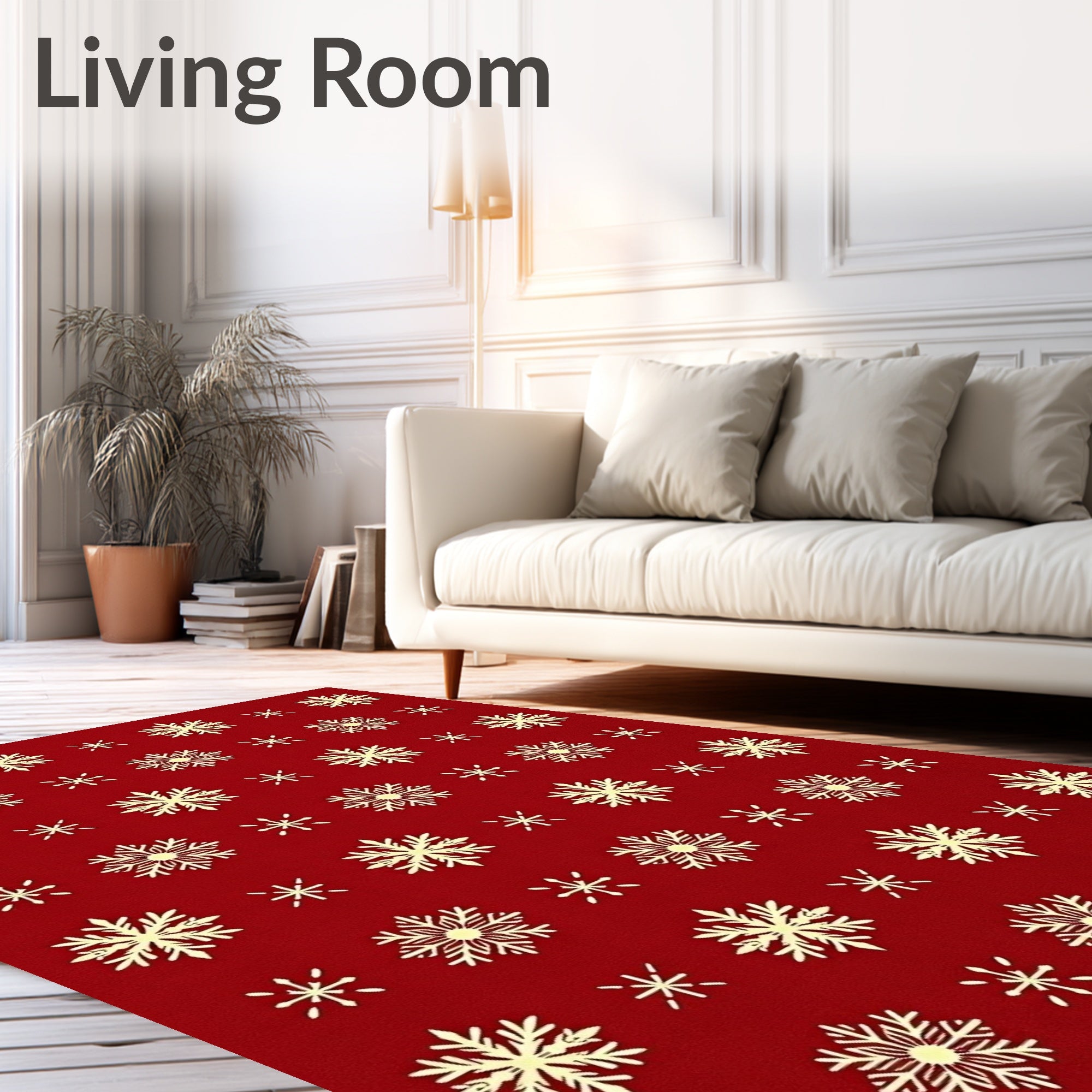 Classic Red Snowflake Festive Pattern Rug
