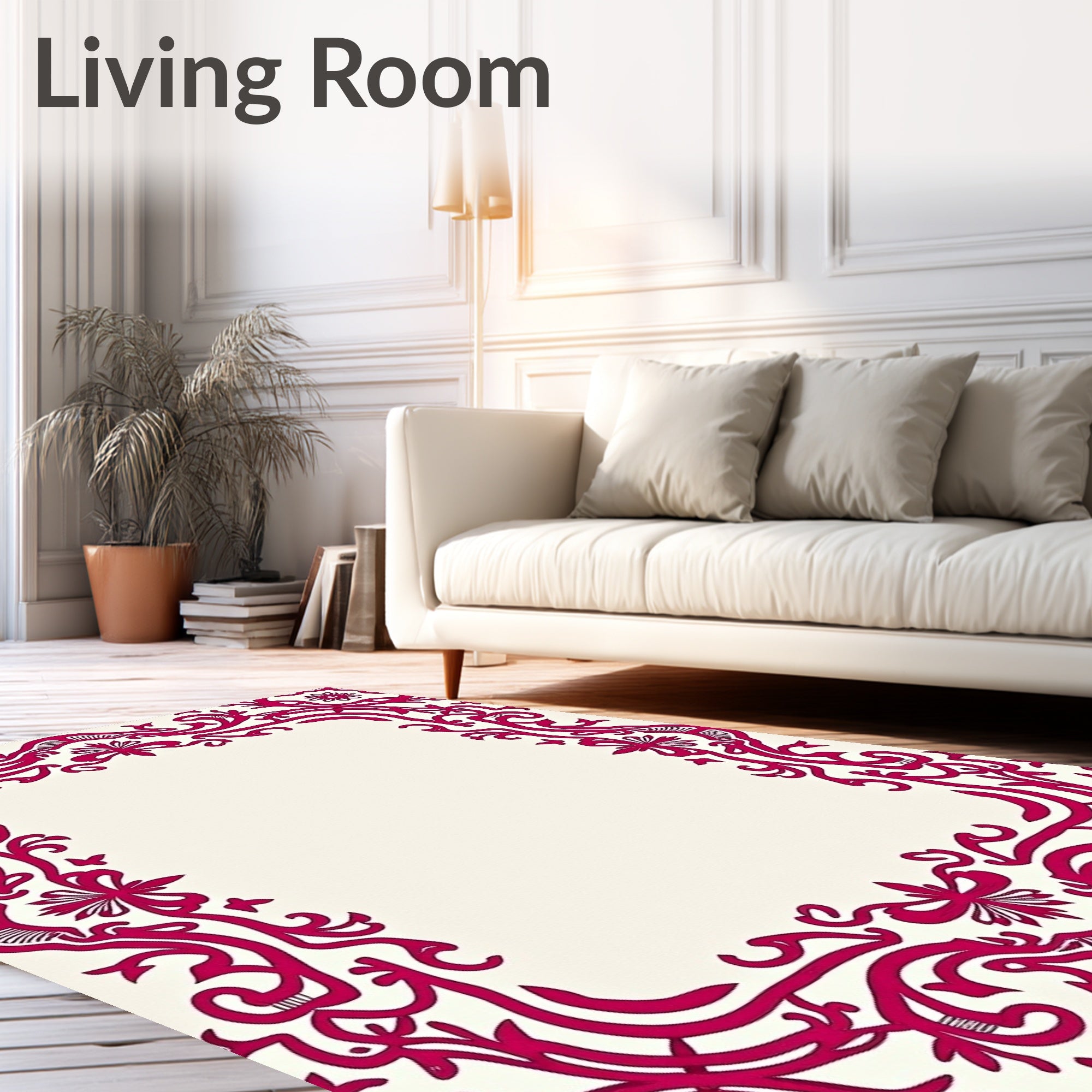 Ornate Floral Frame Design Rug