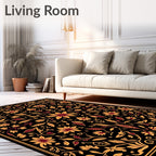 Ornate Floral Vines Traditional Pattern Rug