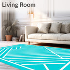 Modern White Stripe Abstract Geometric Design Rug