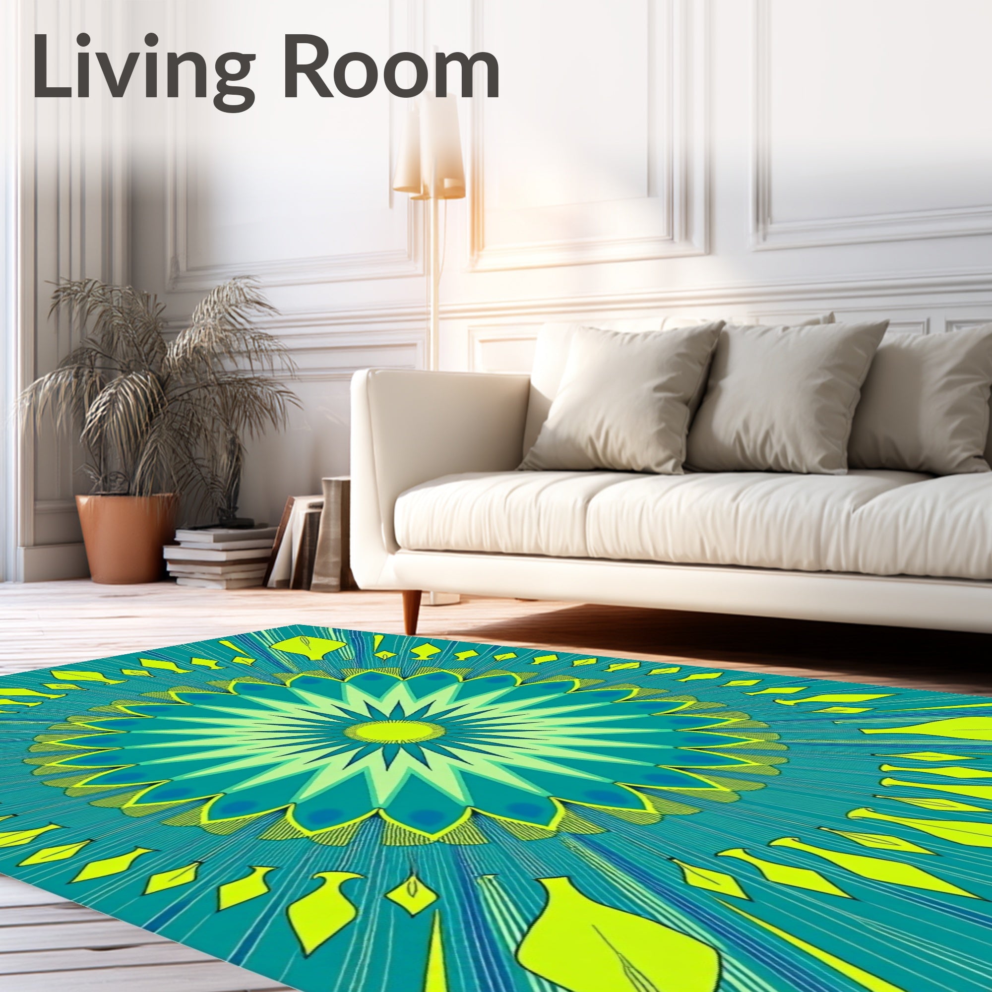 Radiating Teal 2 Petal Mandala Rug