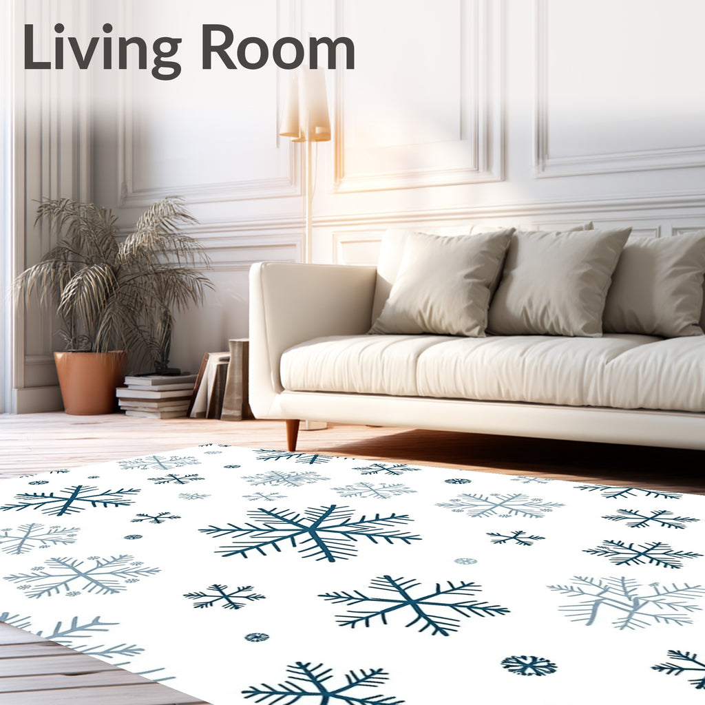 Winter Teal Snowflakes Blanket Rug