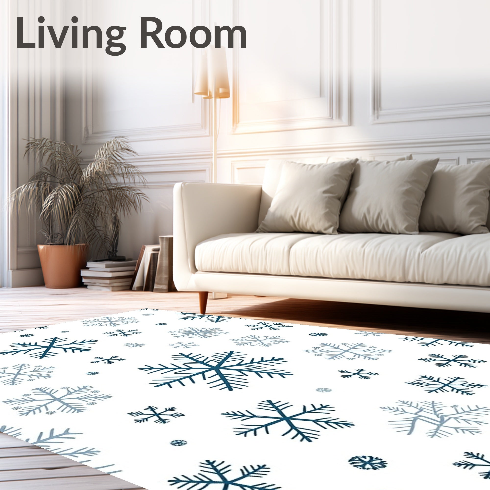 Winter Teal Snowflakes Blanket Rug