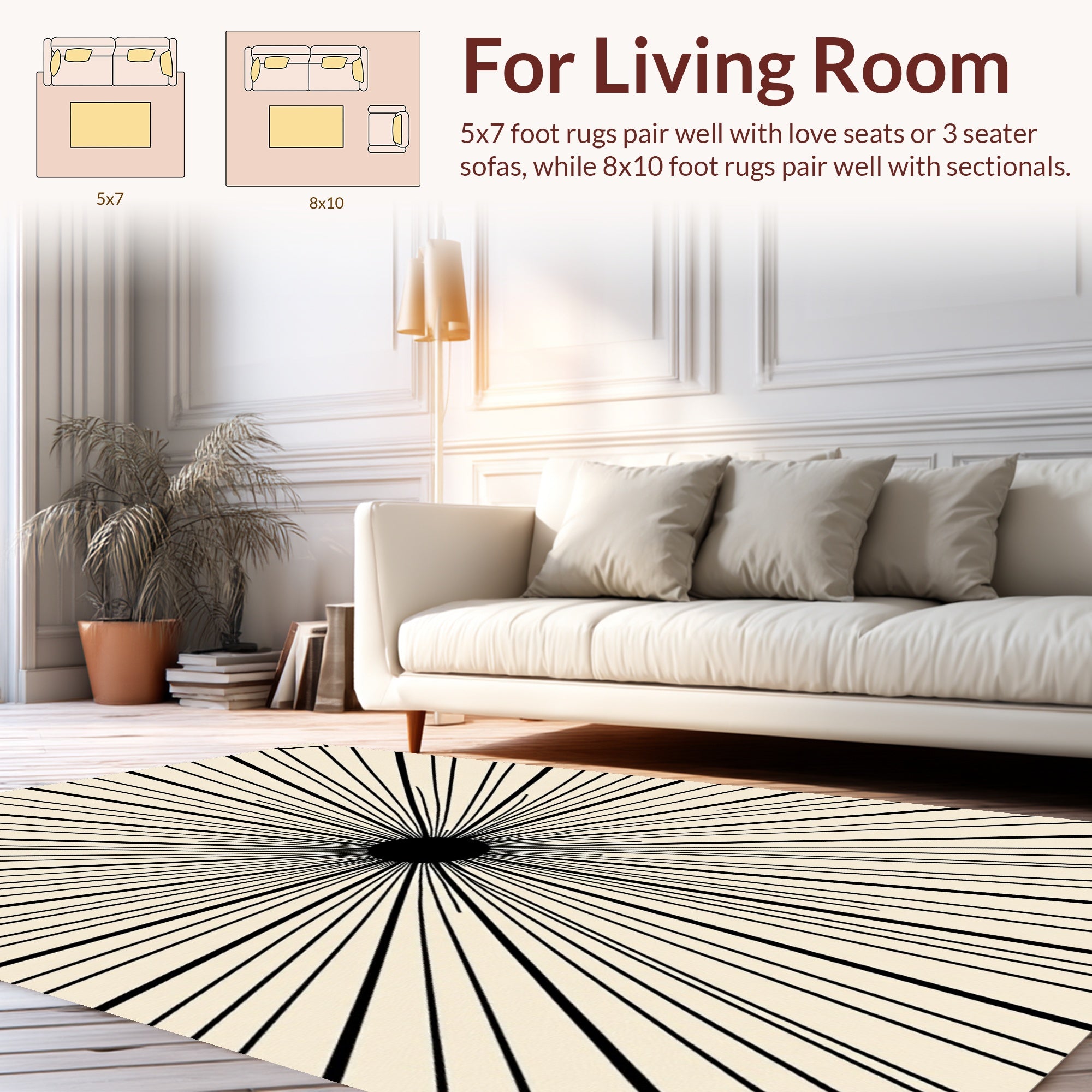 Minimalist Sunburst Geometric Design Rug