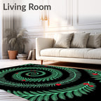 Spiraling Greenery Red Berry Design Rug