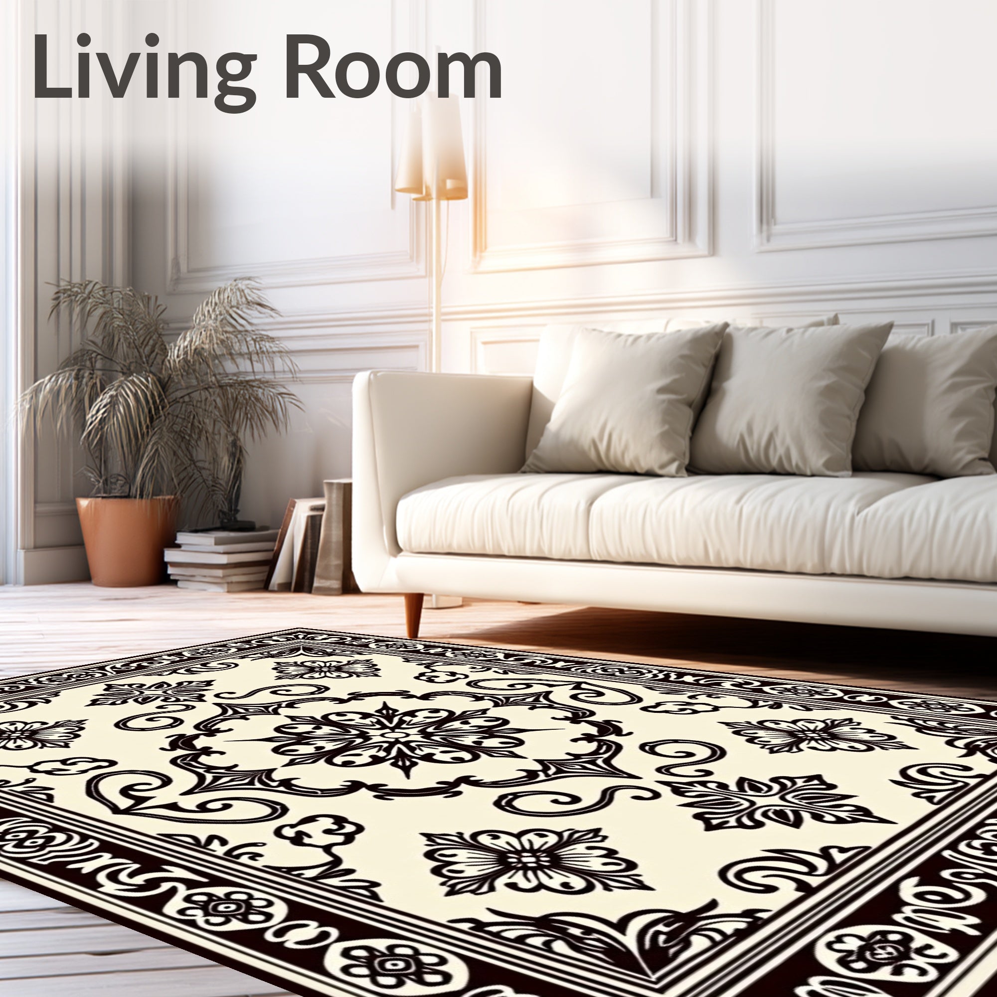 Classic Ornate Floral Scroll Pattern Rug