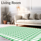 Green White Gingham Buffalo Check Rug