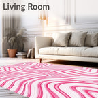 Pink Swirling Abstract Pattern Rug