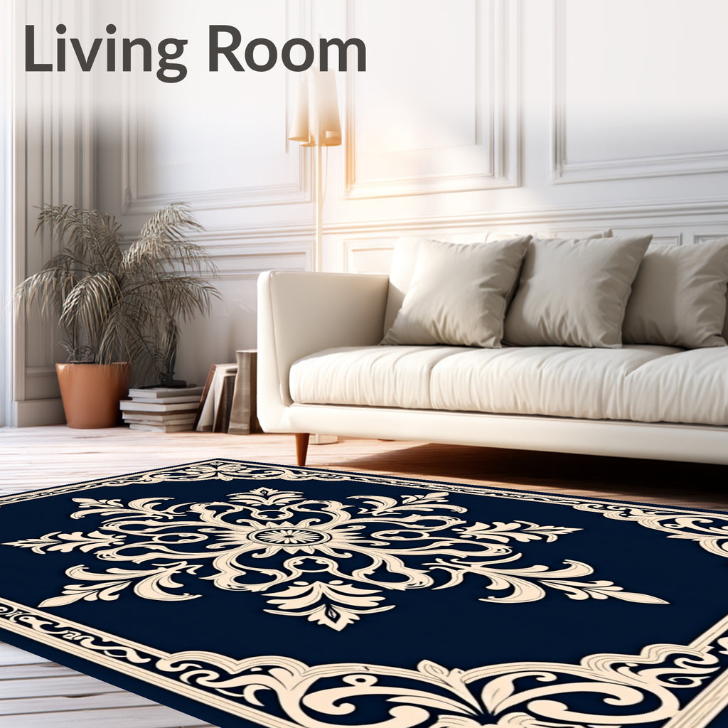 Ornate Scrollwork Floral Cream Rug