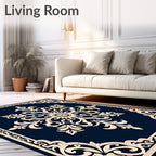 Ornate Scrollwork Floral Cream Rug