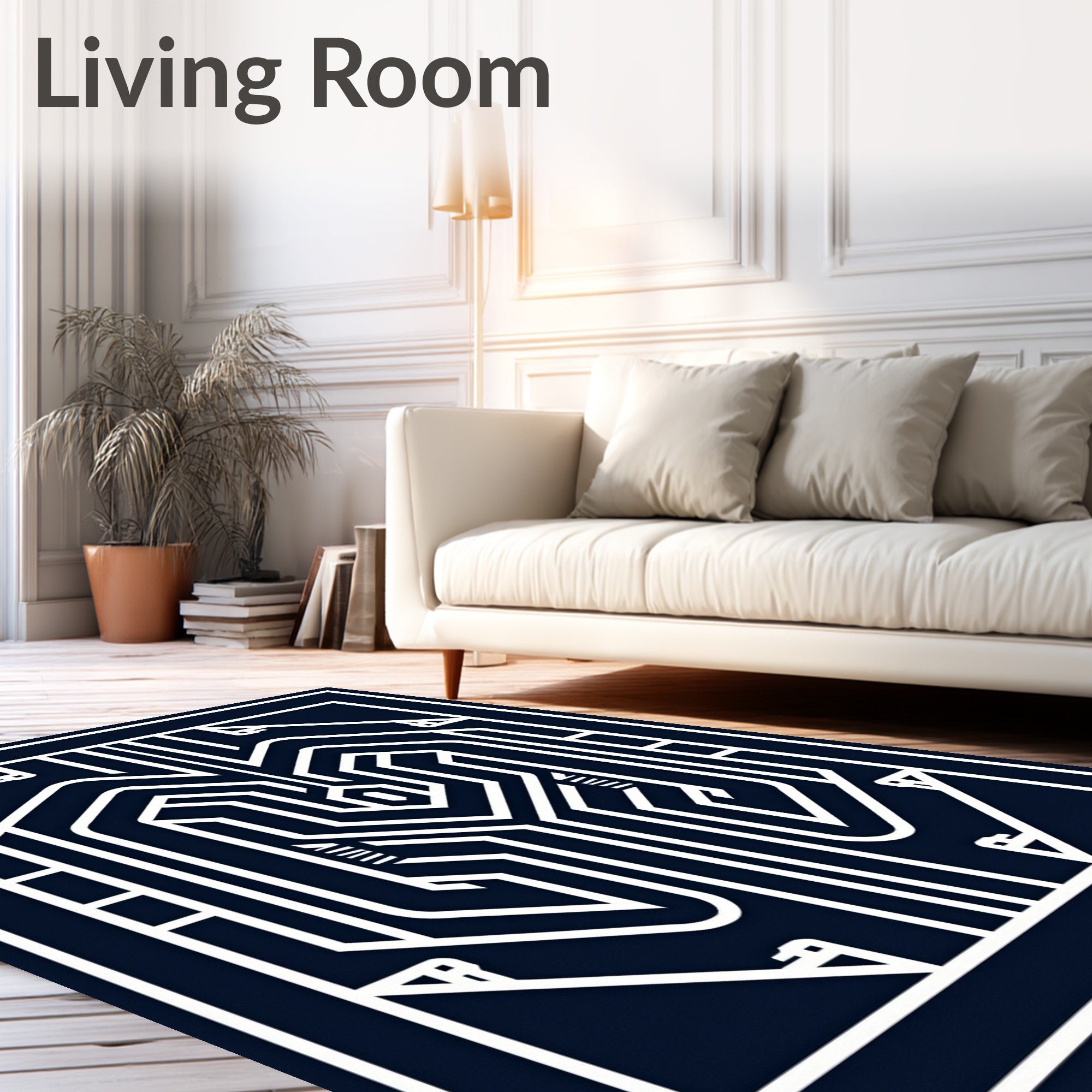 Geometric Circuit Board Inspired Design Rug