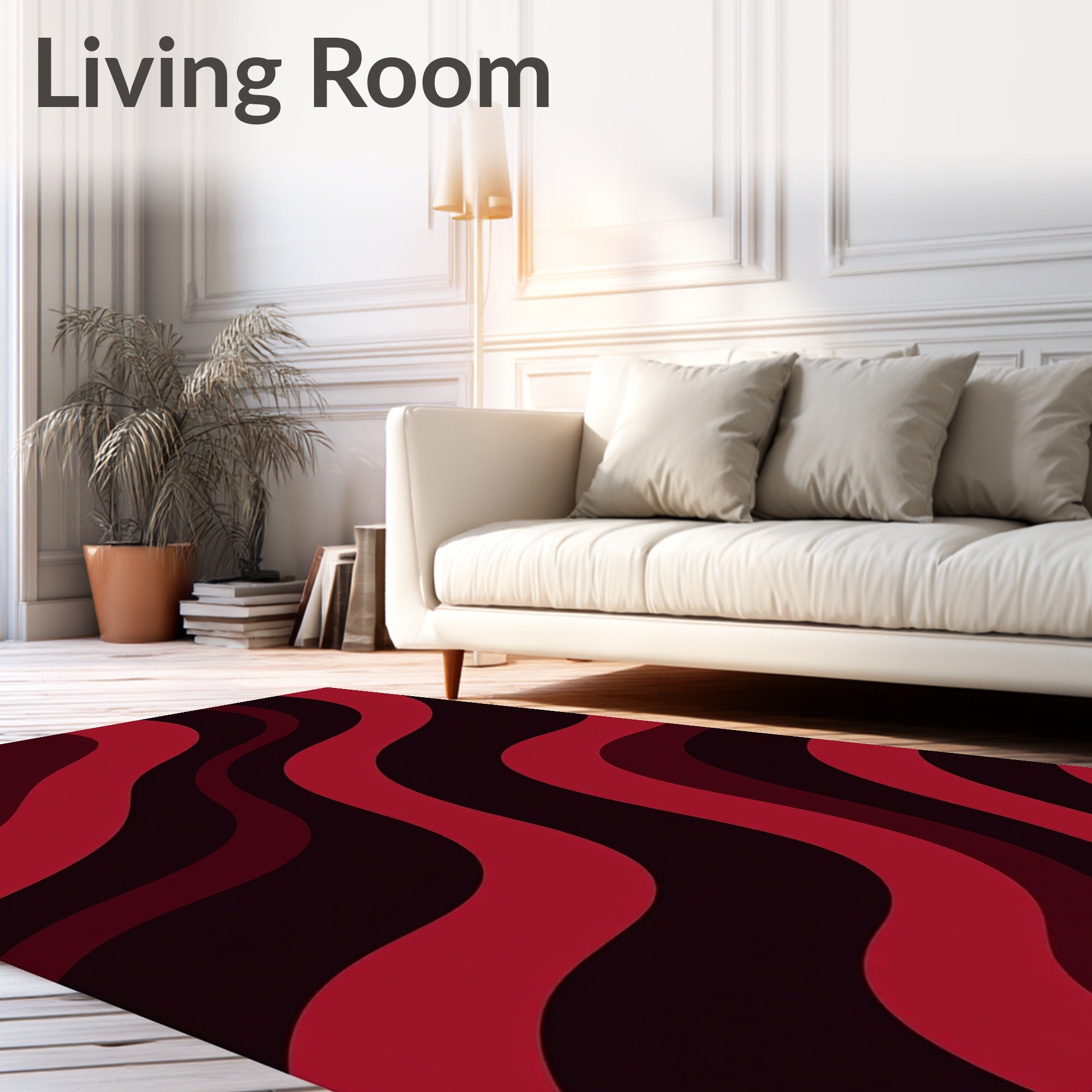 Crimson Wavy Gradient Design Rug