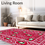 Red Gnome Snowflake Festive Pattern Rug