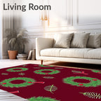 Festive Pine Wreath and Berry Pattern Rug