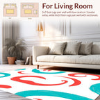 Coral Teal Swirl Whimsical Pattern Rug