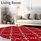 Red White Gold Filigree Pattern Design Rug