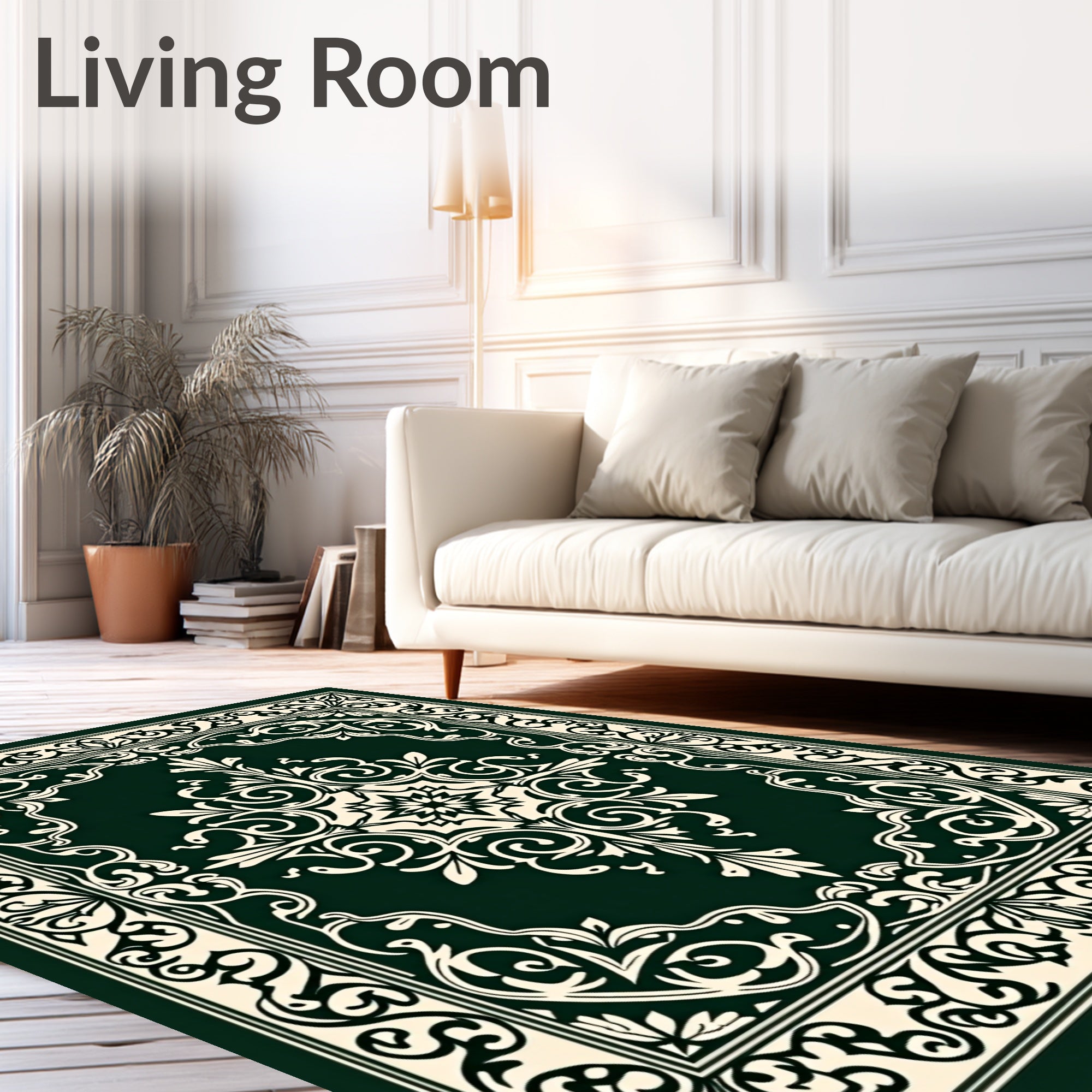 Ornate Vintage Floral Scroll Pattern Rug