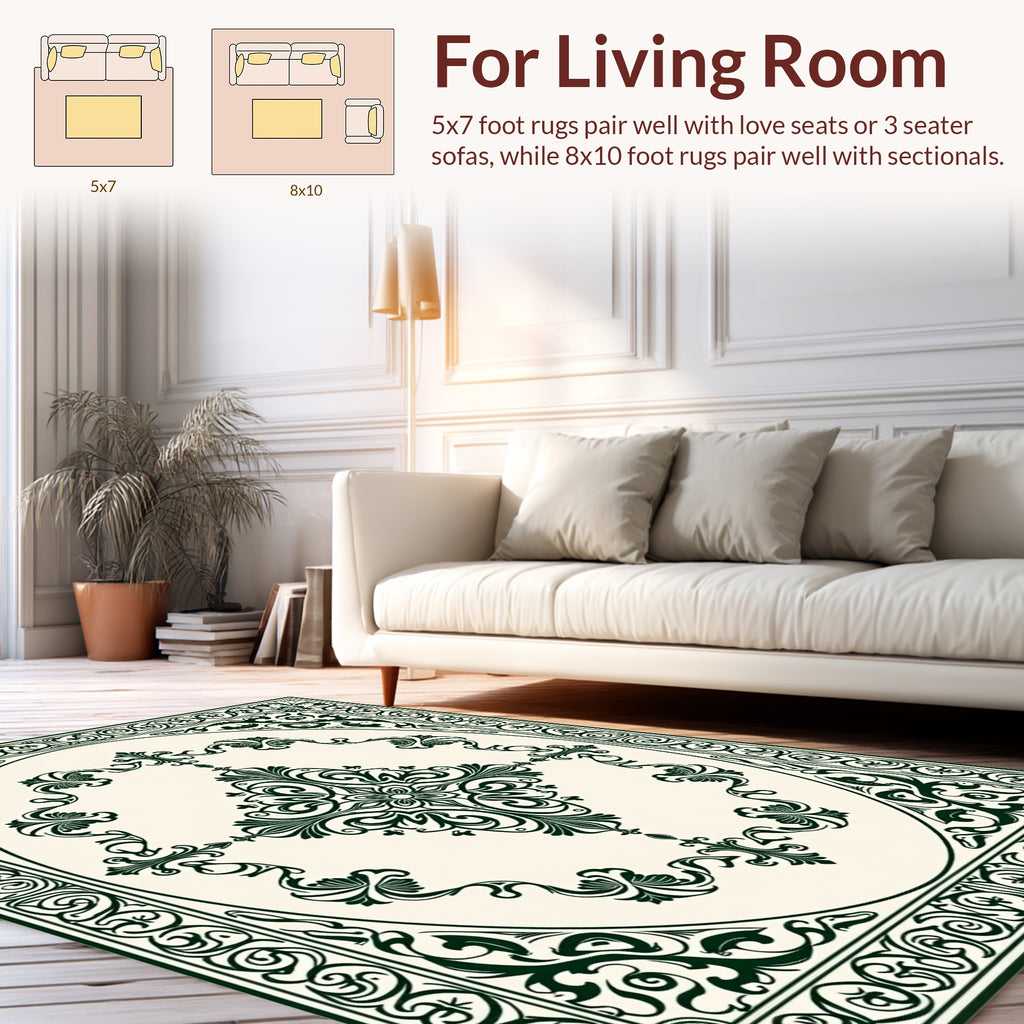 Elegant Scrollwork Floral Motif Rug