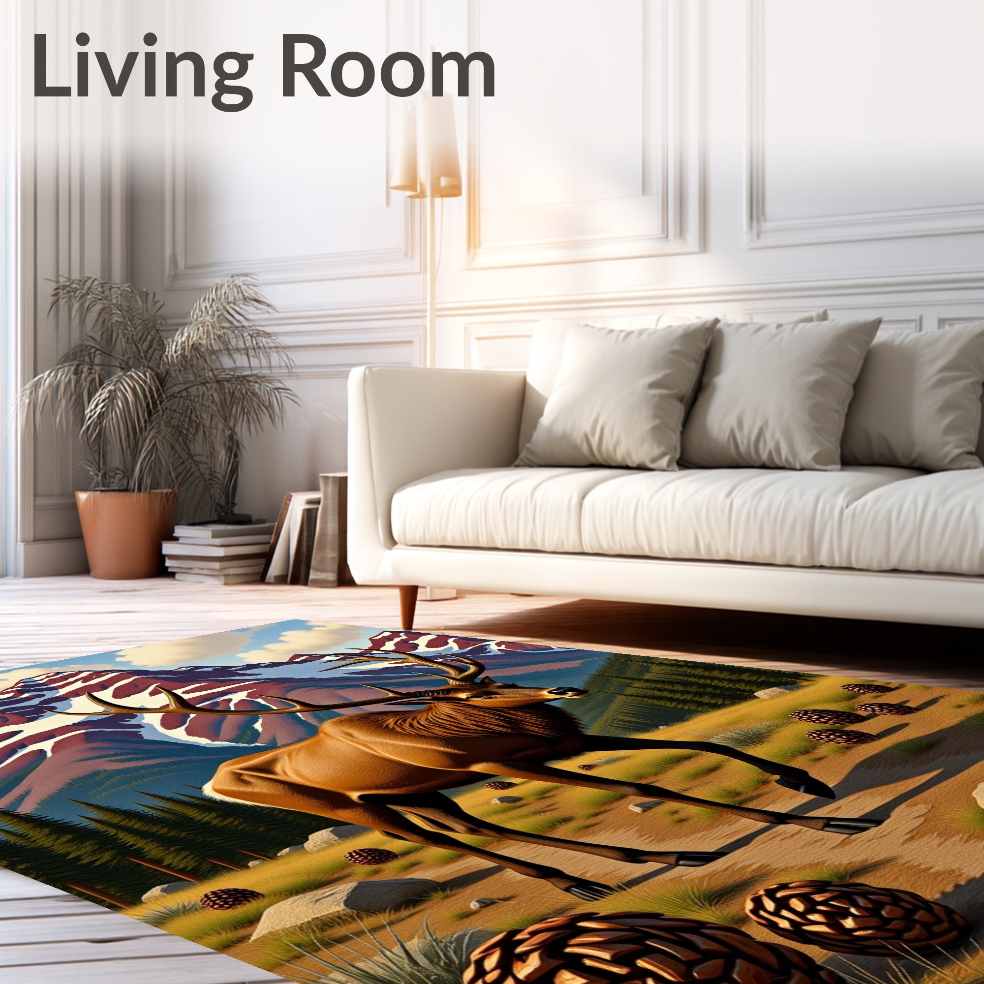 Majestic Elk Wildlife Landscape Rug