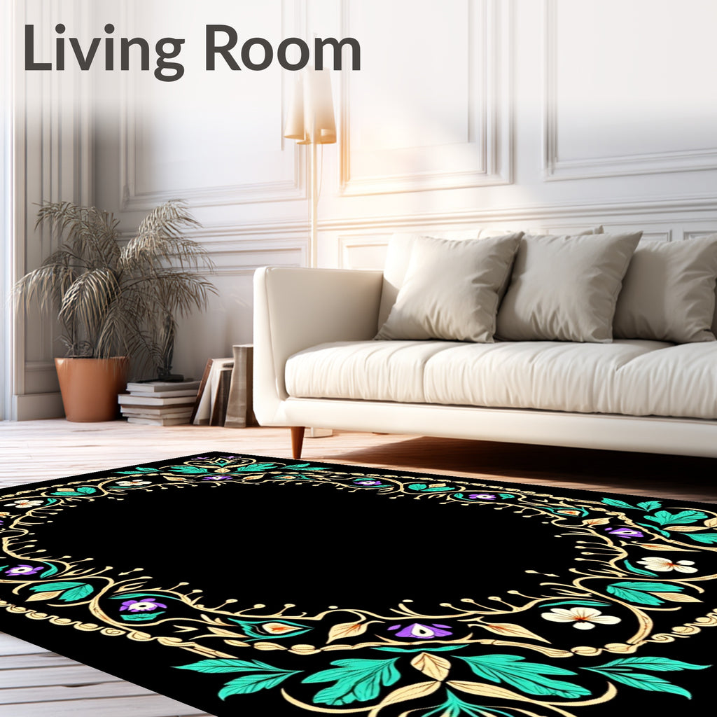 Ornate Floral Swirls Pattern Rug