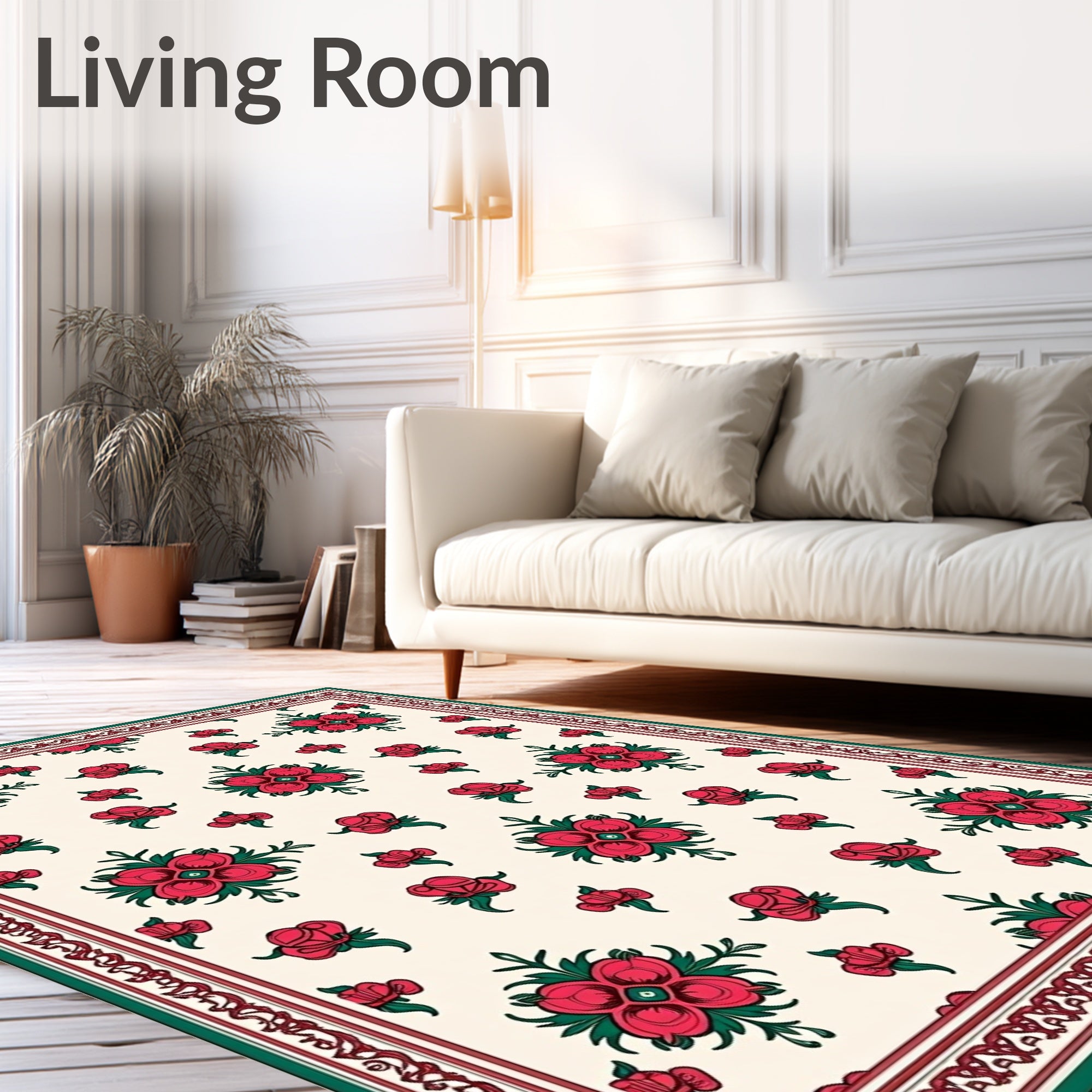 Red Floral Decorative Pattern Design Rug