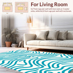 Turquoise Wavy Organic Striped Pattern Rug