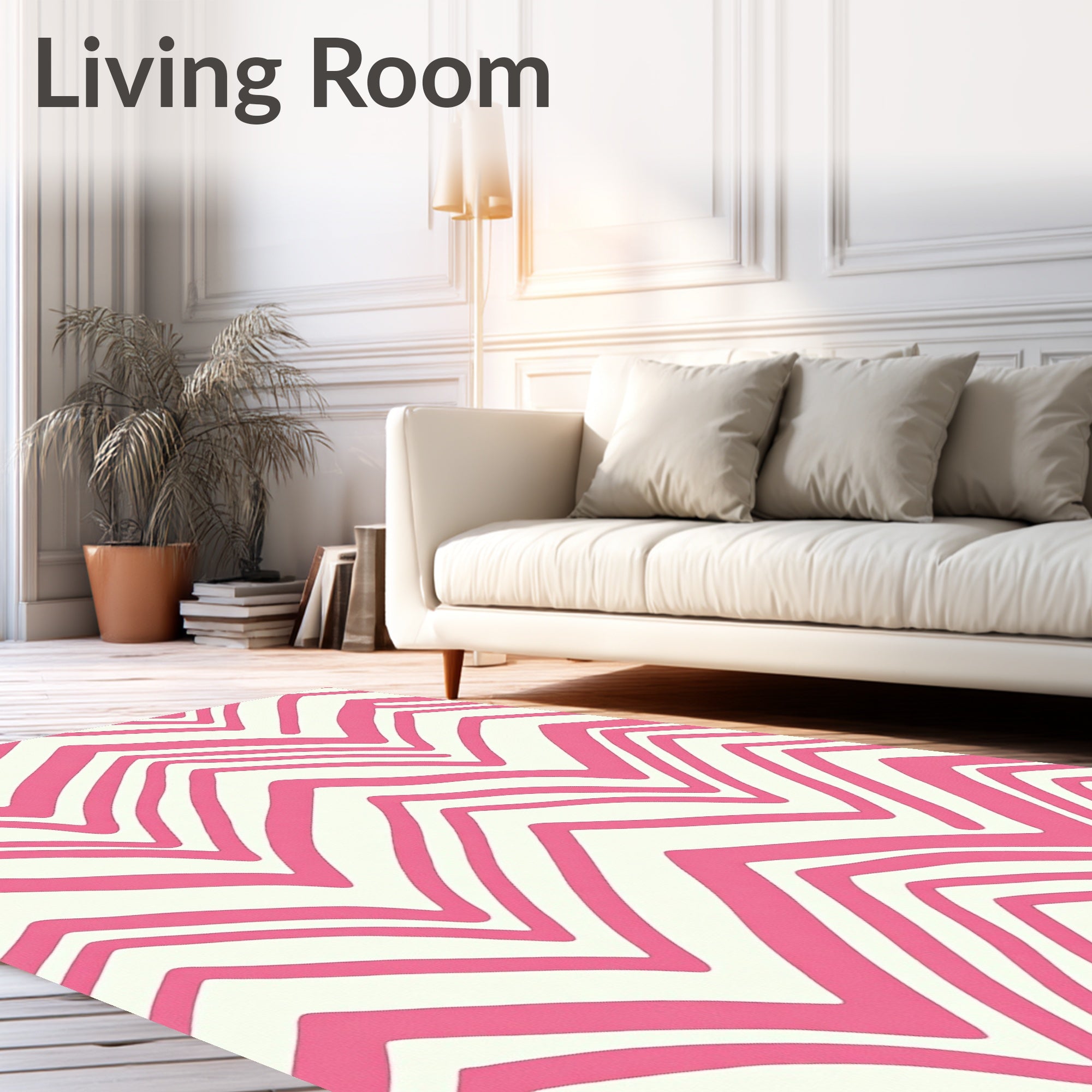 Pink Wavy Zigzag Pattern Rug