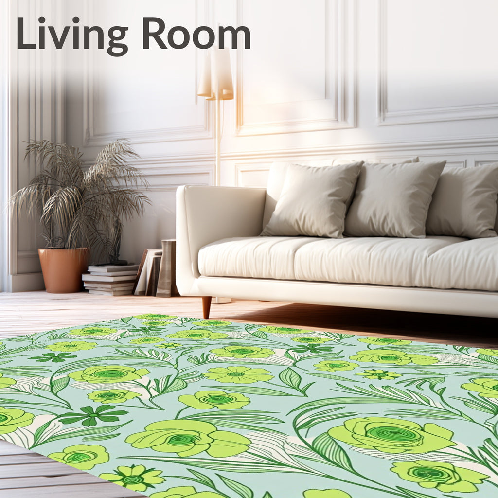 Verdant Floral Vine Pattern Rug
