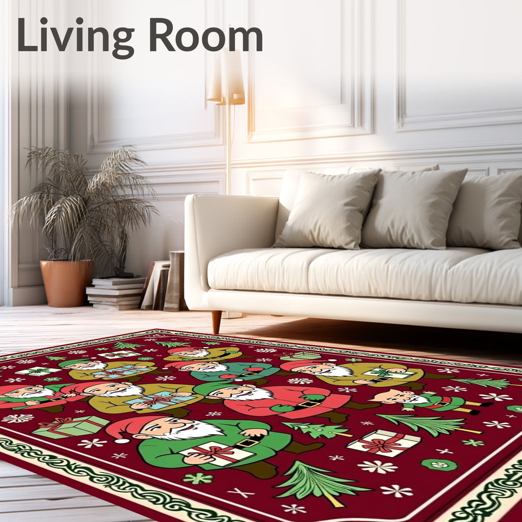 Festive Gnome Gift Patterned Rug