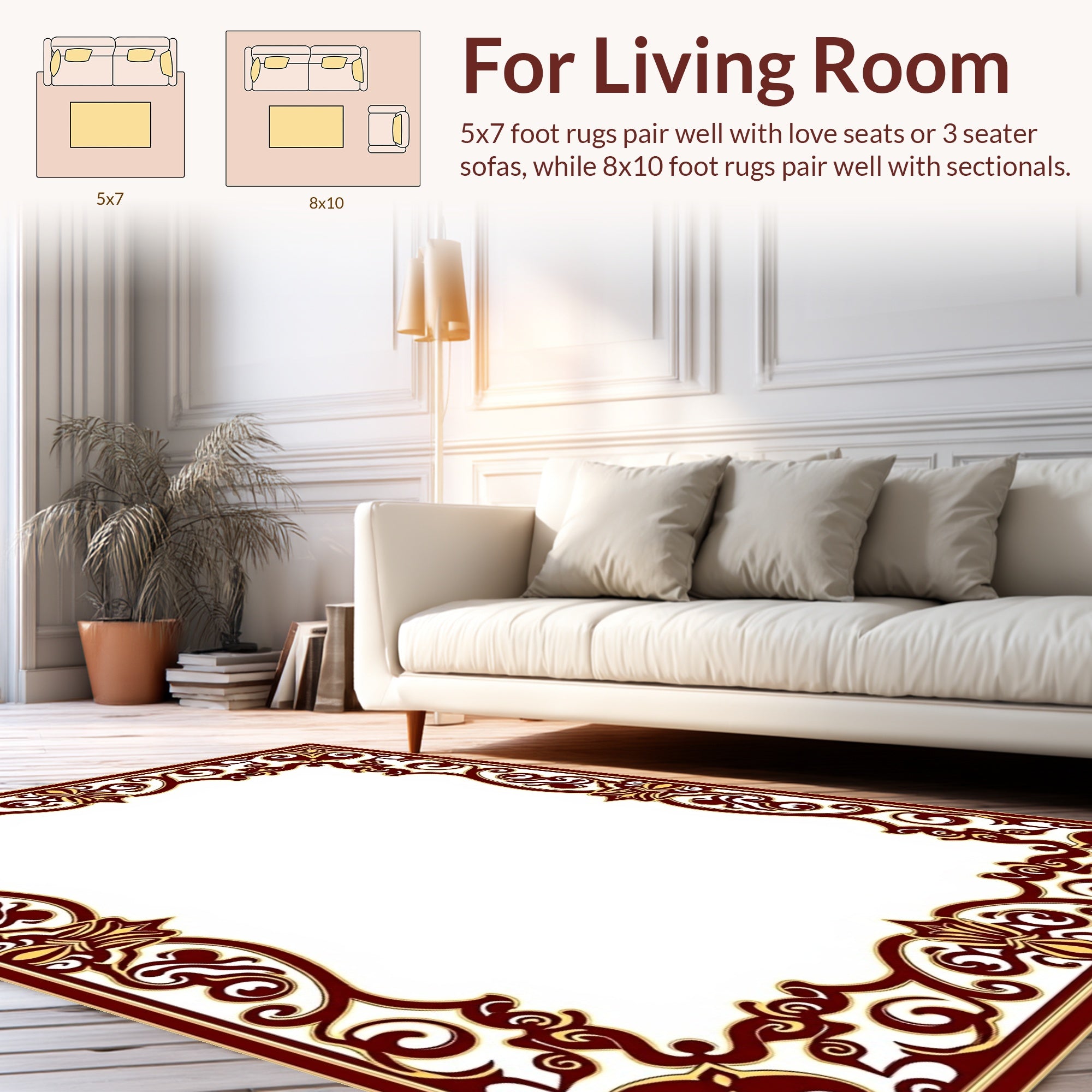ornate floral scroll border design Rug