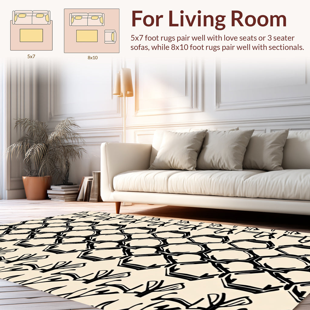 Textural Black Geometric Stripe Rug