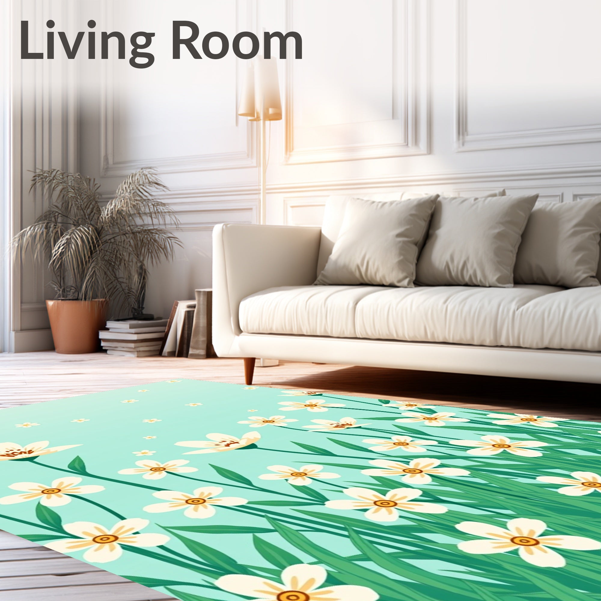 Spring Floral Meadow Pattern Rug