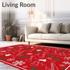Christmas Script Red Pattern Rug
