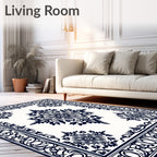 Classic Floral Medallion Border Design Rug