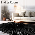 Cosmic Starburst Tunnel With White Stars Rug