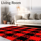 Rustic Red Black Buffalo Plaid Pattern Rug