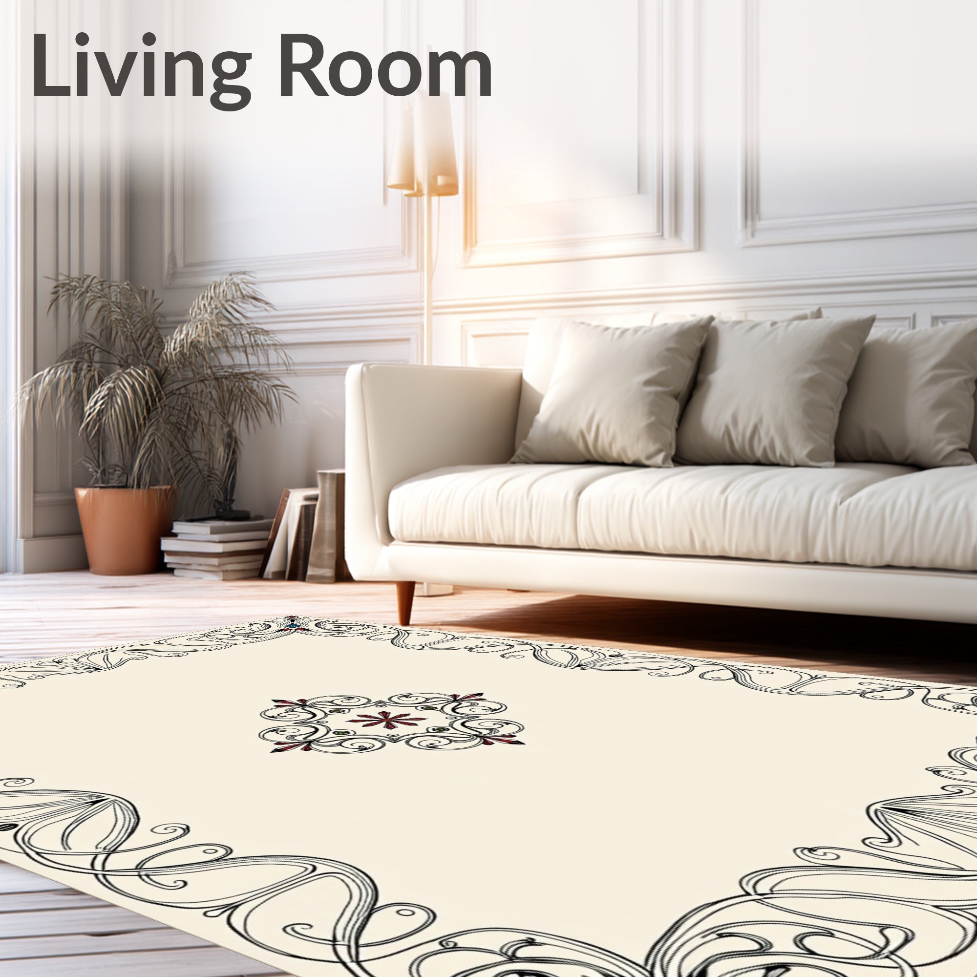 Art Nouveau Floral Border Design Rug
