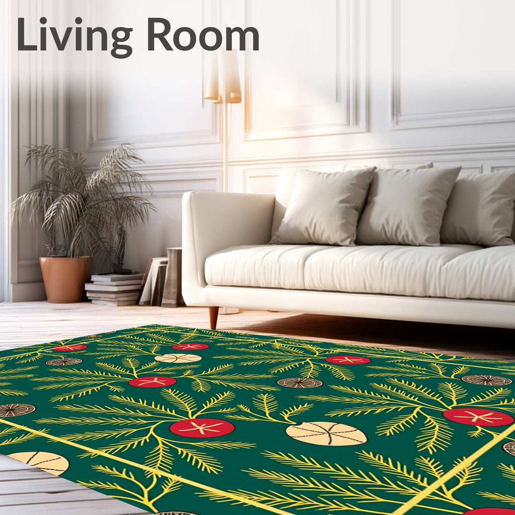 Botanical Branch With Ornaments Pattern Rug