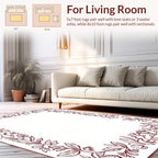 Ornate Floral Border Design With Leaves Rug