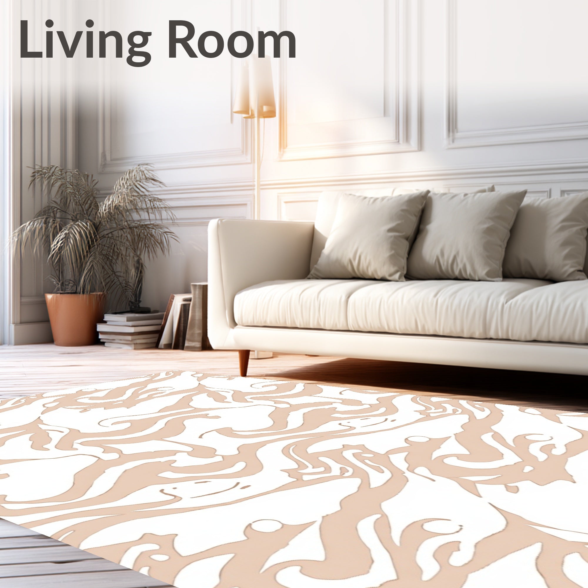 Beige Swirl Abstract Artful Design Rug