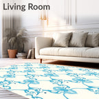 Oceanic Blue Scroll Pattern Rug